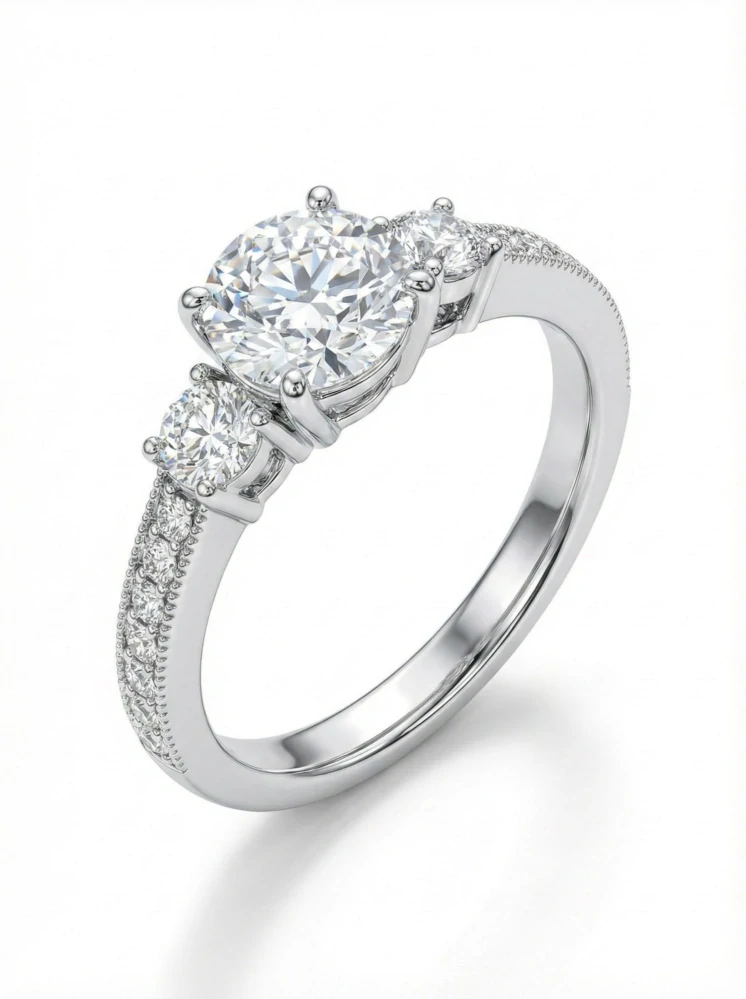 Prsten „Vintage Trinity Pavé Milgrain“