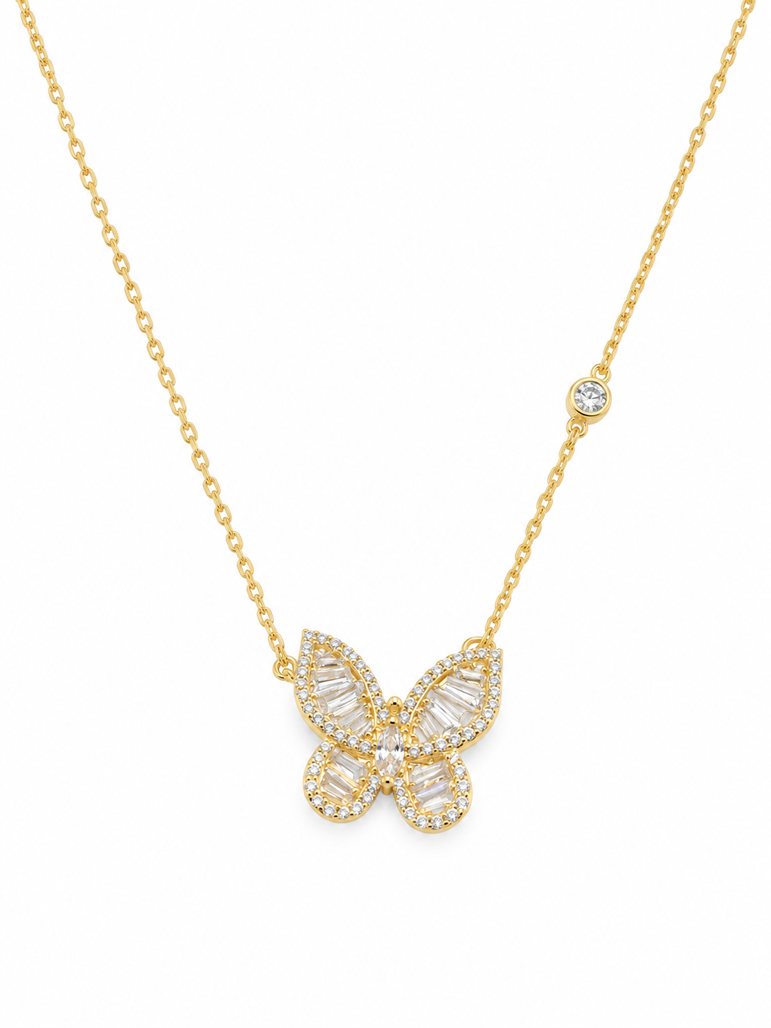 Dámský náhrdelník Motýlí elegance – stříbro pozlacené 14K zlatem, voděodolný