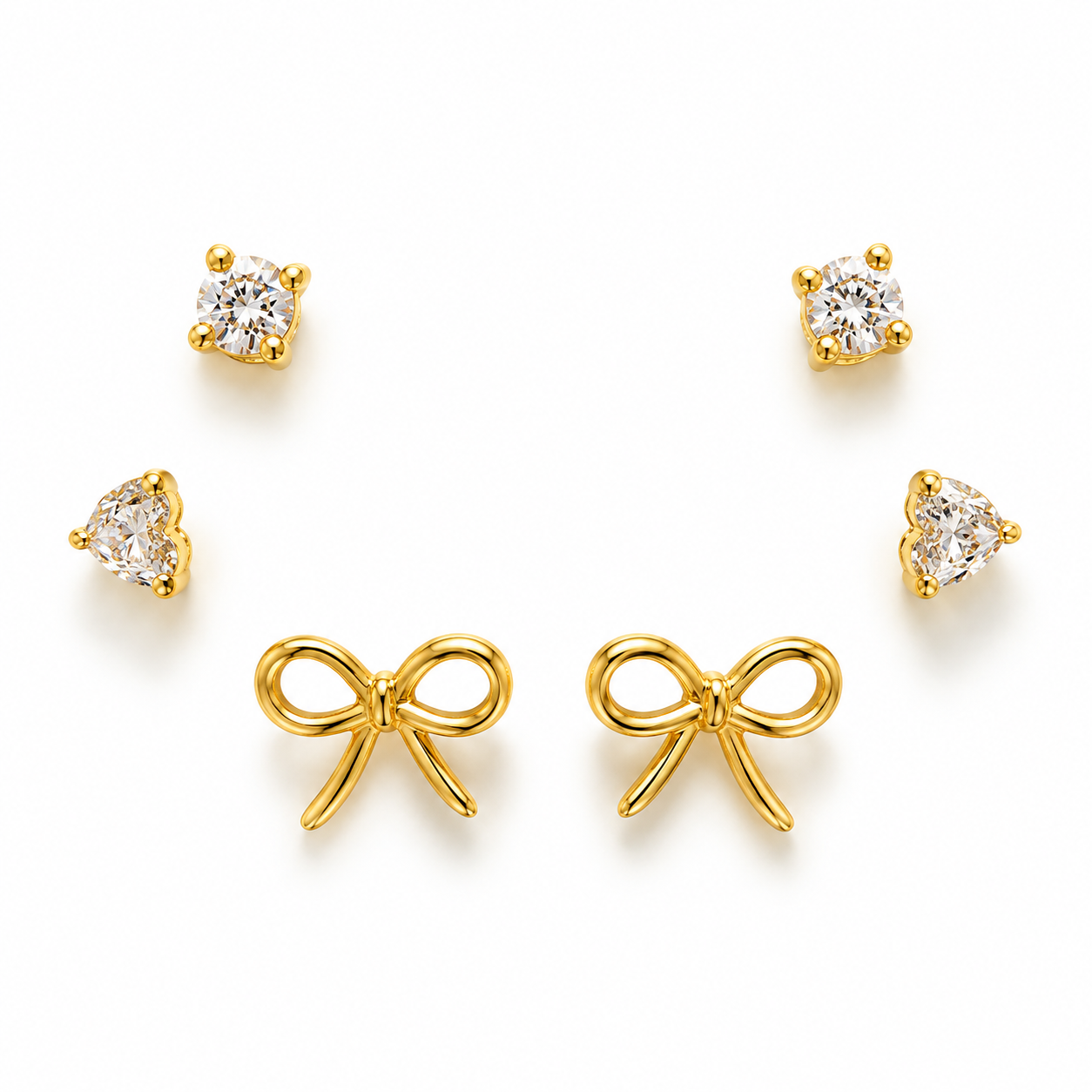 GOLDEN SWEET LOVE – Sada pozlacených stříbrných náušnic 14K