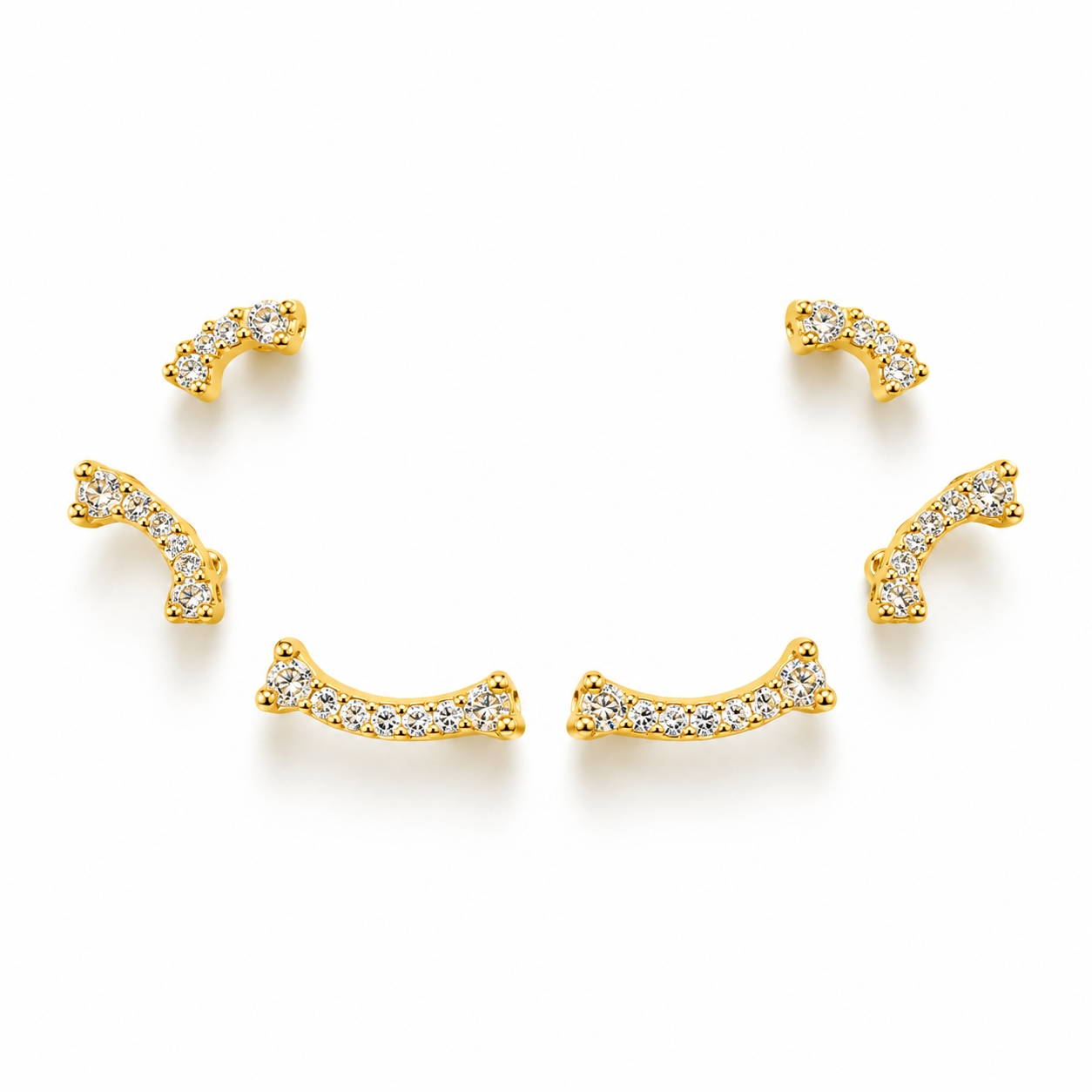 GOLDEN SPARKLE CURVE – Sada pozlacených stříbrných náušnic 14K