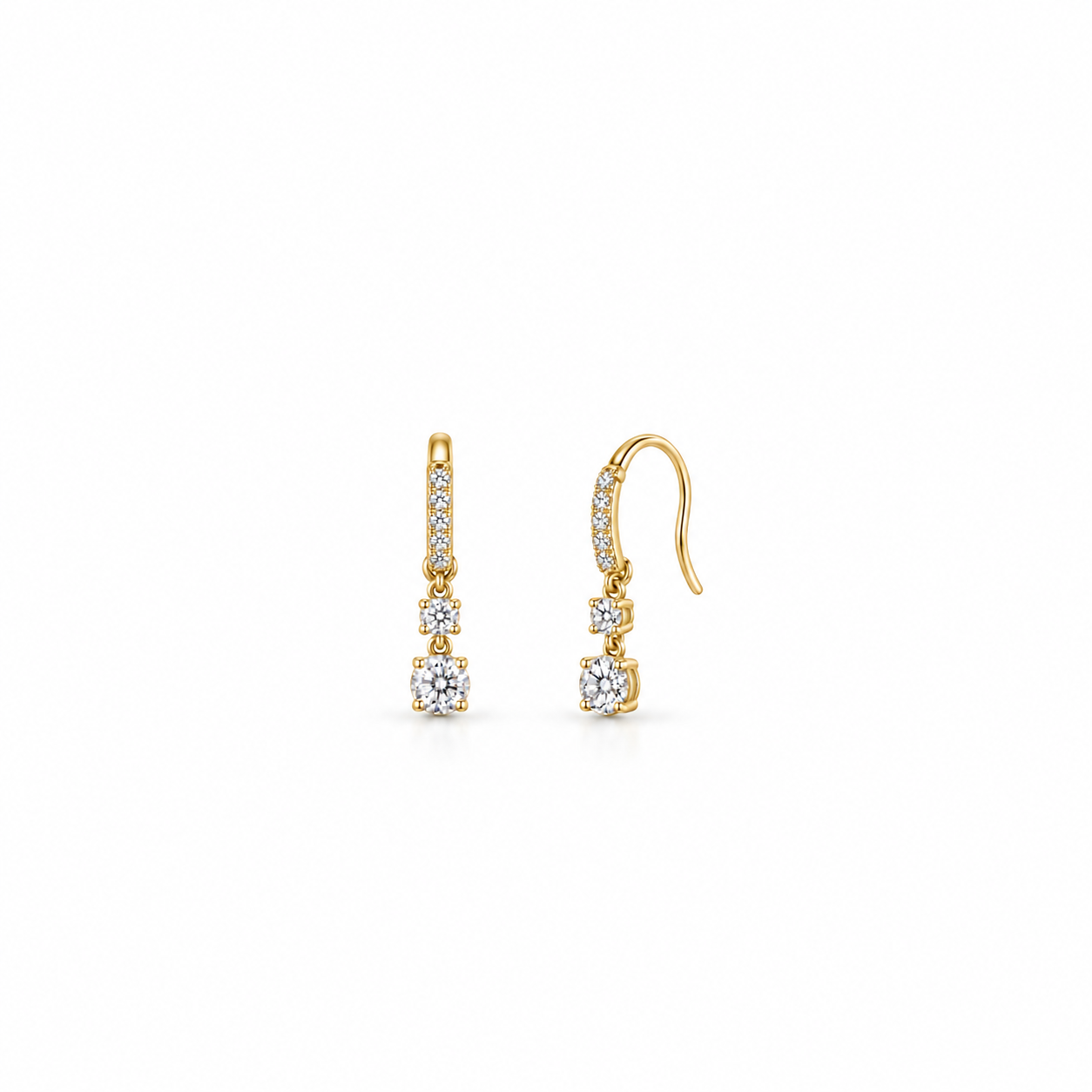 GOLDEN CRYSTAL DROP – Elegantní pozlacené visací náušnice