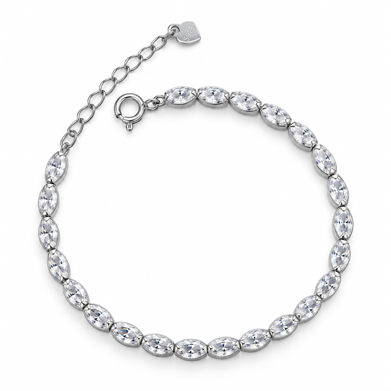 ZIRCONIA ETERNITY – Luxusní stříbrný náramek Ag 925 s oválnými zirkony