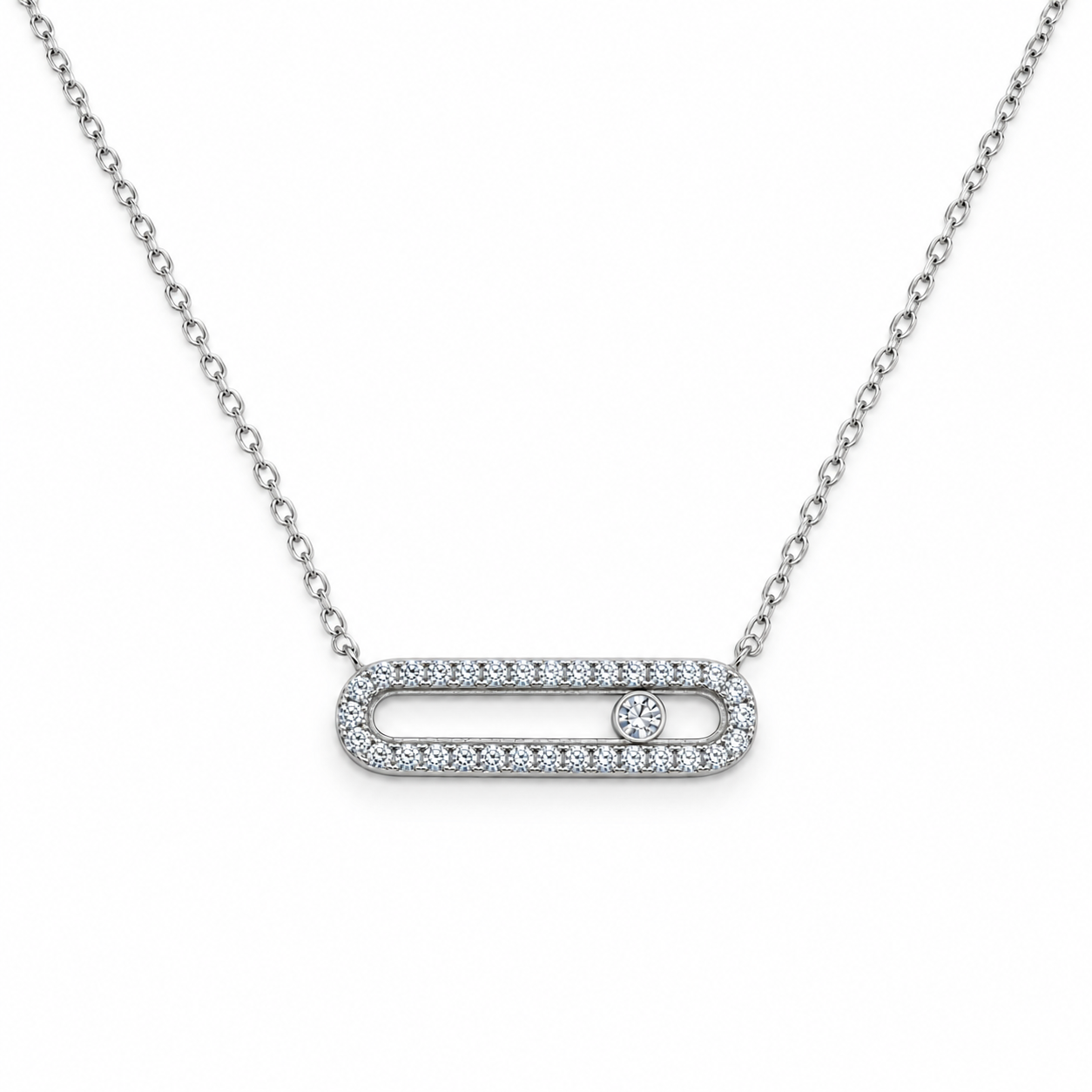 LUMINA MOTION – Luxusní stříbrný náhrdelník Ag 925 s moissanitem 0,006 ct