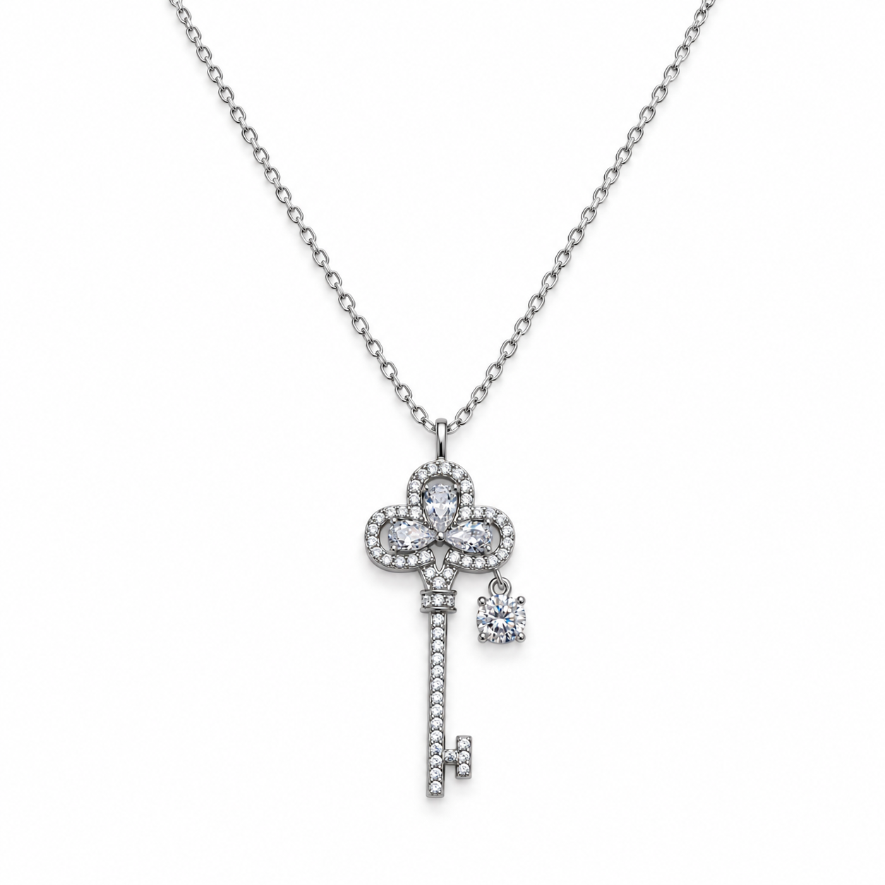 KEY OF LOVE – Luxusní stříbrný náhrdelník Ag 925 s moissanitem 0,3 ct