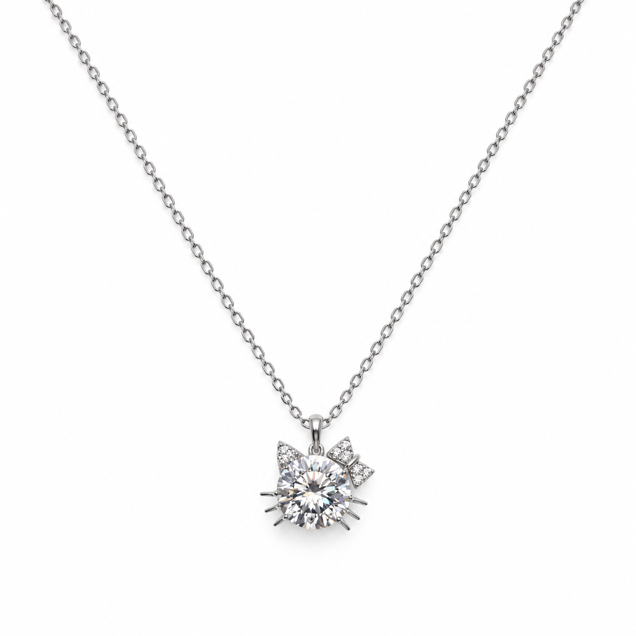 KITTY SPARKLE – Stříbrný náhrdelník Ag 925 s moissanitem 3 ct