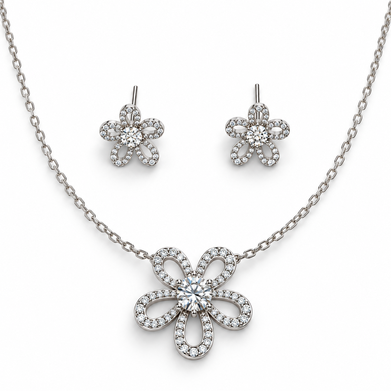 FLORA DIAMOND – Luxusní stříbrná souprava Ag 925 s moissanity 1 ct