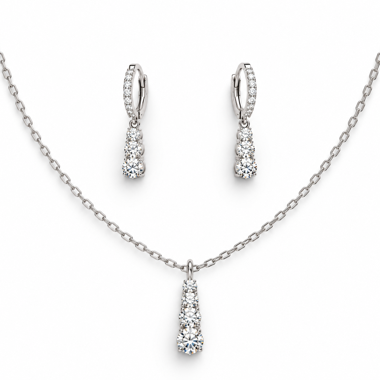 LUMIÈRE DROP – Luxusní stříbrná souprava Ag 925 s moissanity 0,6 ct