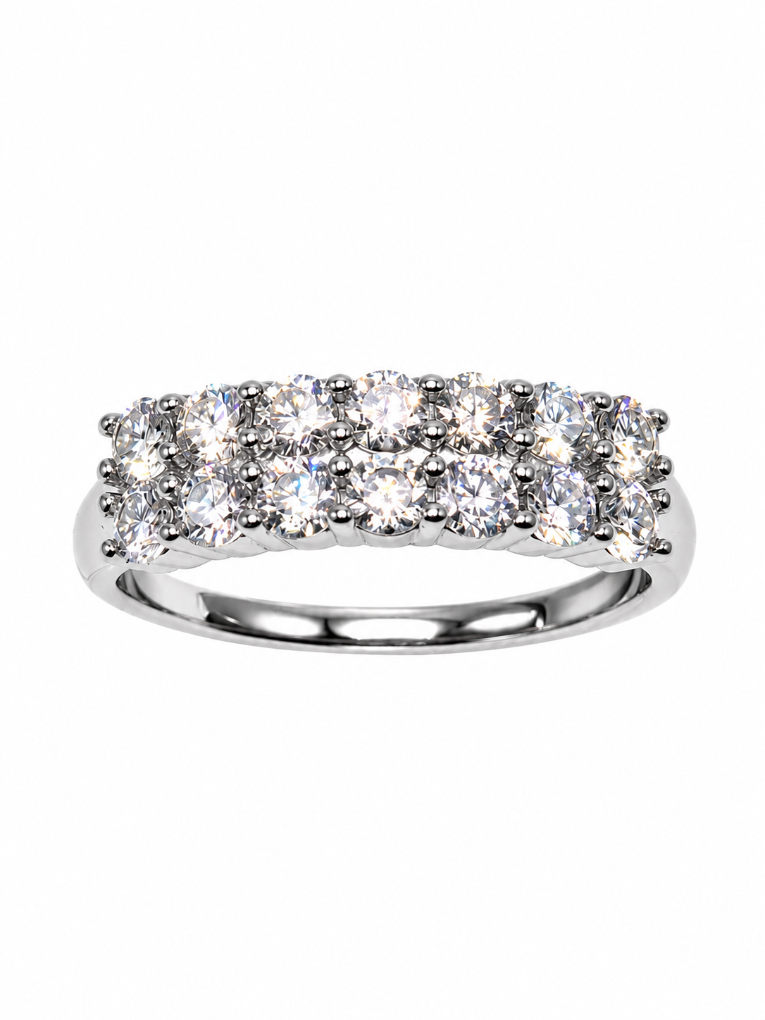 LAVINIA – Luxusní dvouřadý prsten s moissanity, nastavitelná velikost | ANU JEWELRY