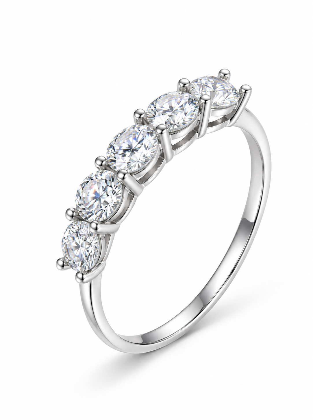 FIDELIA 1,5CT – Luxusní stříbrný prsten s pěti moissanity | ANU JEWELRY