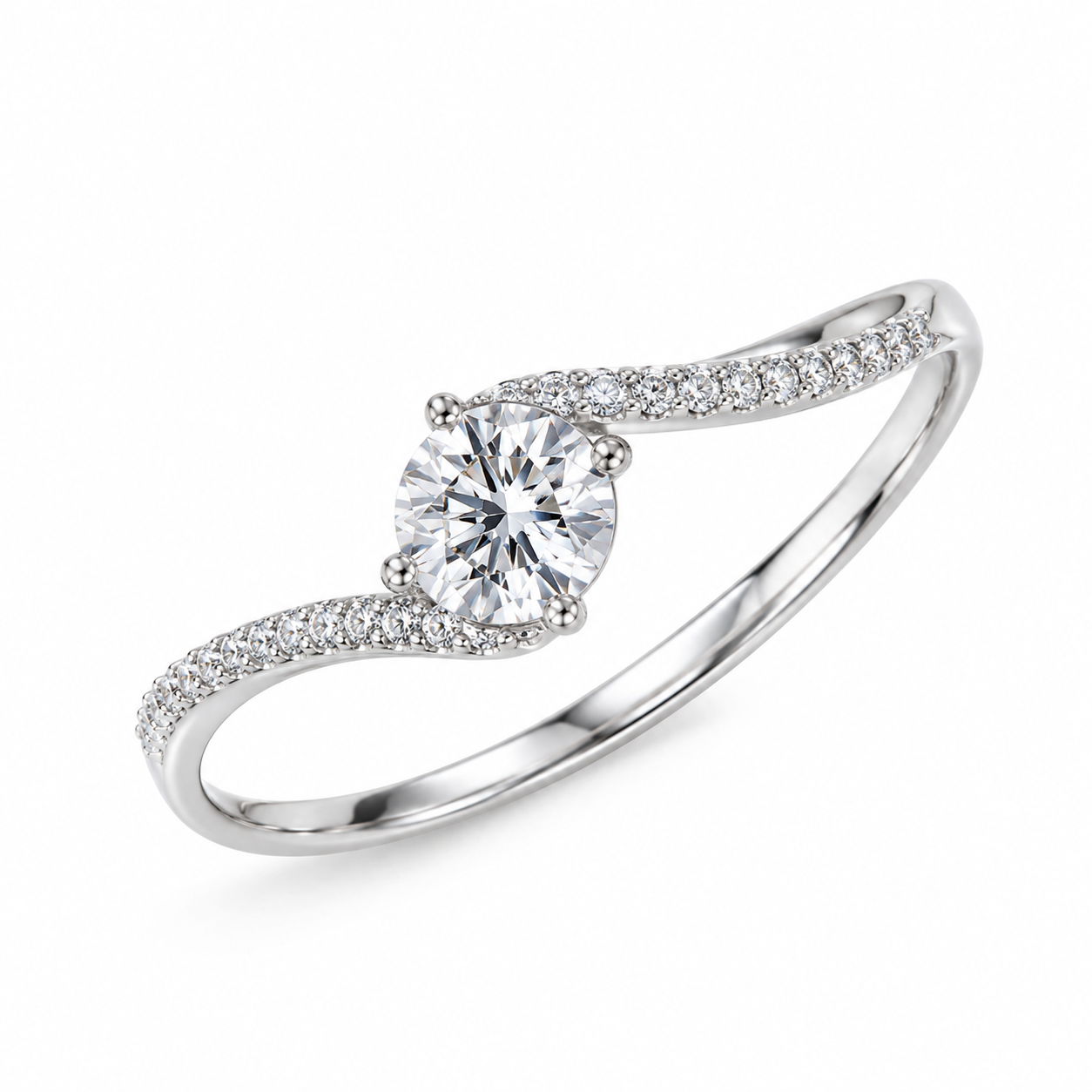 VIANA 1CT – Luxusní stříbrný prsten s moissanitem a elegantní spirálovou obroučkou | ANU JEWELRY