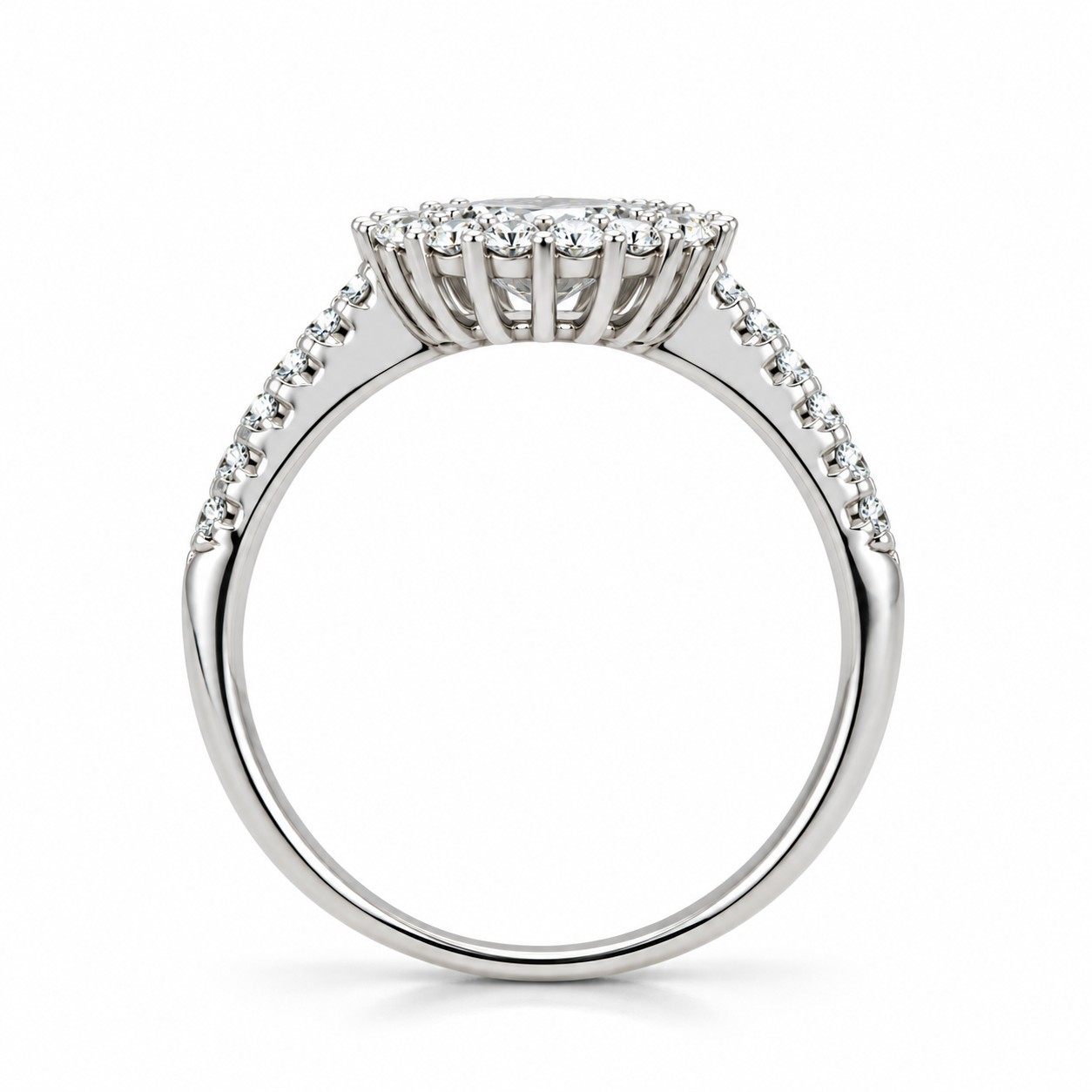 AMARIS 1.37CT – Luxusní stříbrný prsten s moissanitem a zářivým kruhovým zdobením | ANU JEWELRY