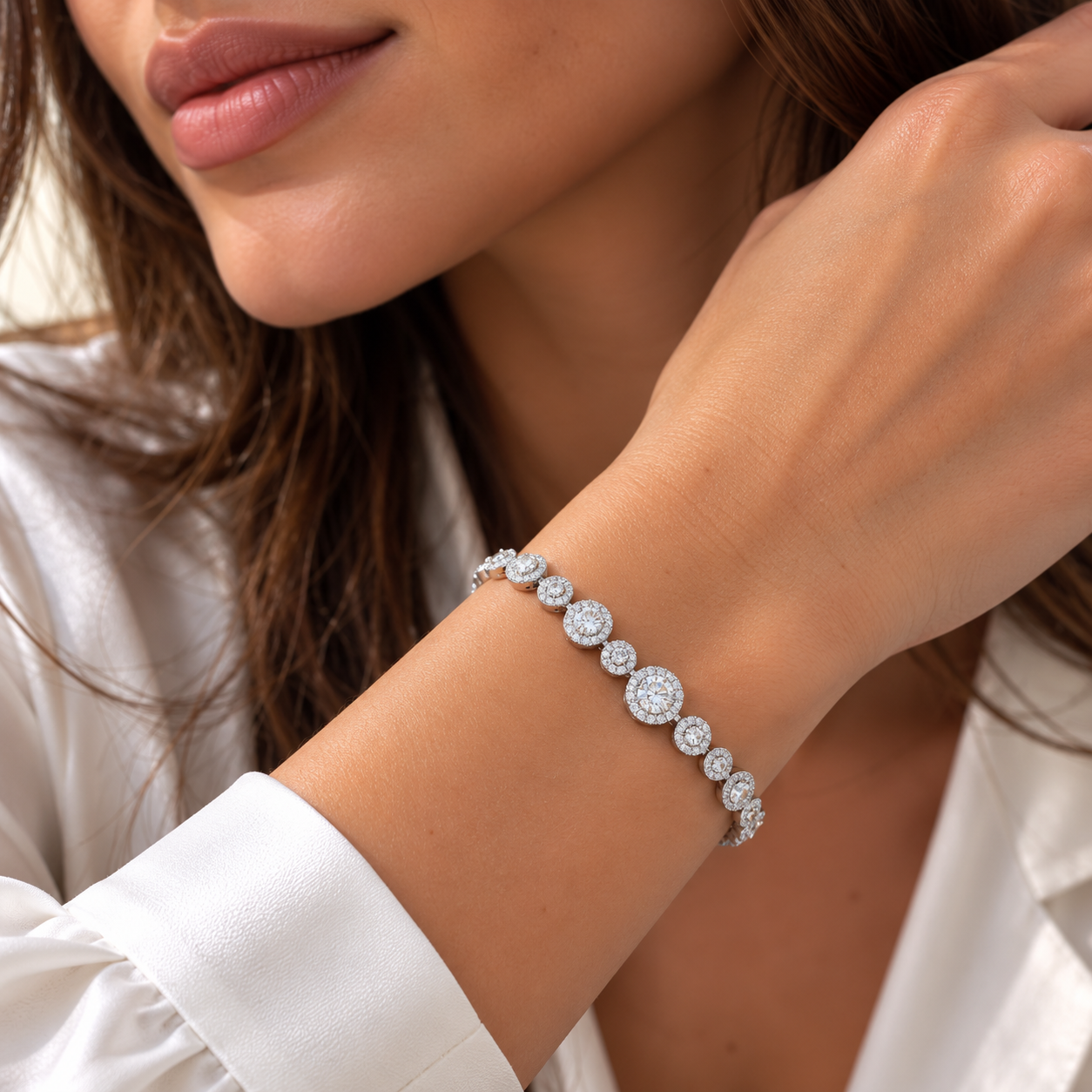 MOISSANITE ROYALE – Luxusní stříbrný náramek Ag 925 s moissanity
