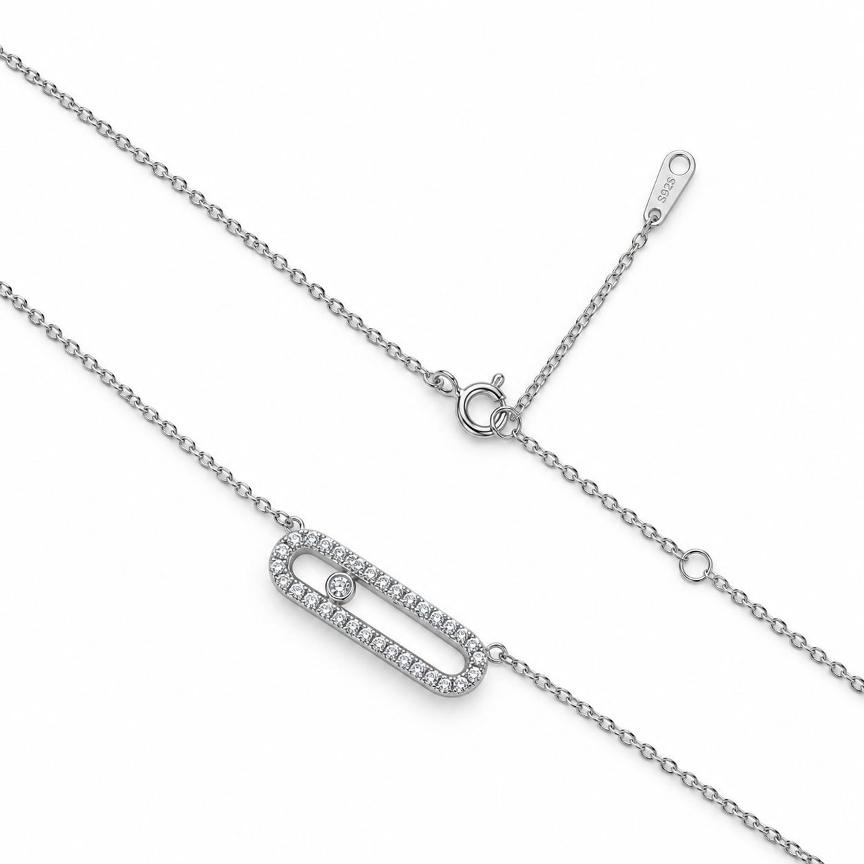 LUMINA MOTION – Luxusní stříbrný náhrdelník Ag 925 s moissanitem 0,006 ct