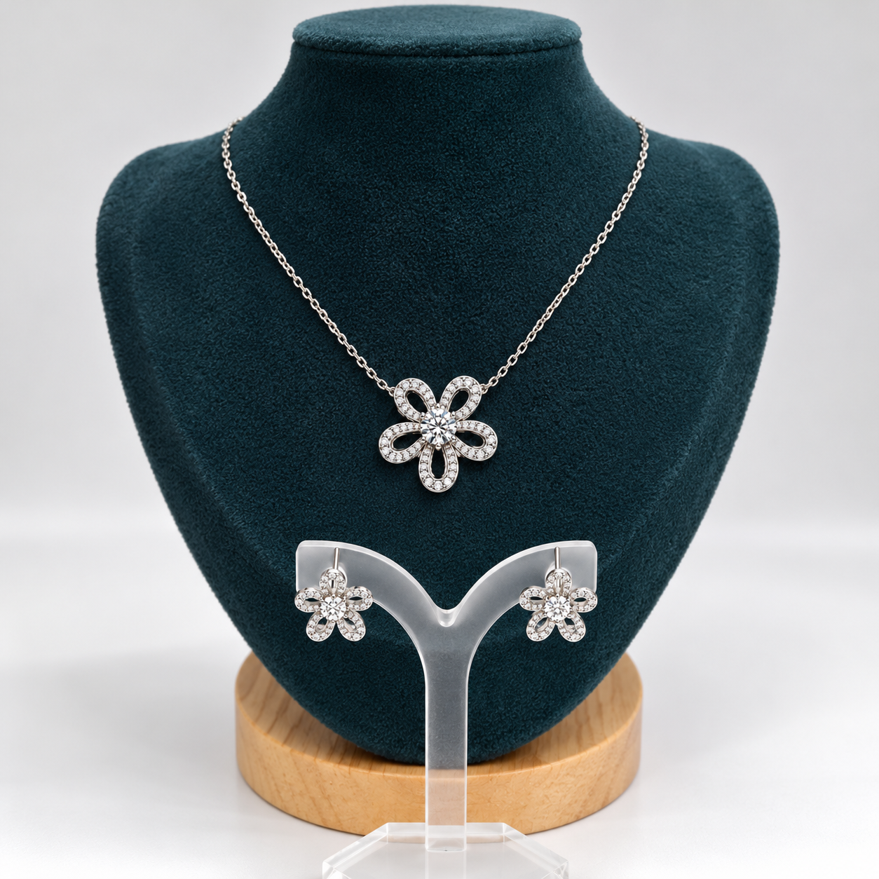 FLORA DIAMOND – Luxusní stříbrná souprava Ag 925 s moissanity 1 ct