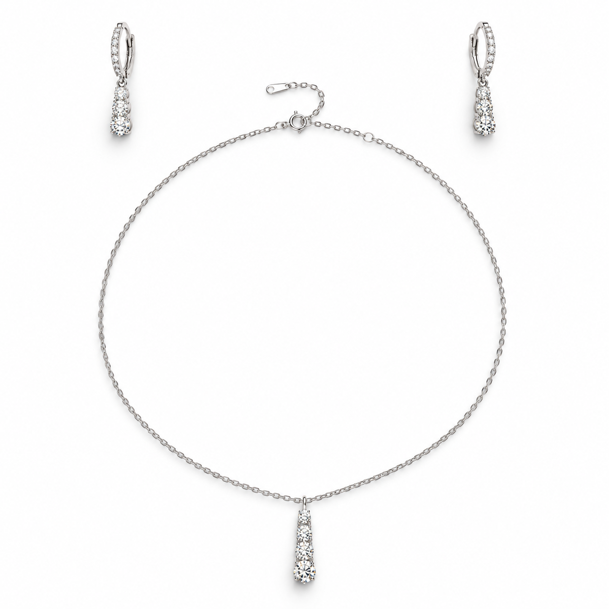 LUMIÈRE DROP – Luxusní stříbrná souprava Ag 925 s moissanity 0,6 ct