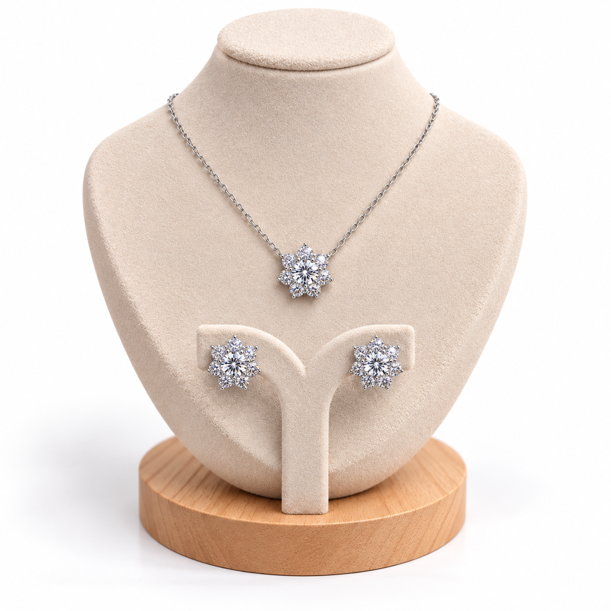 FLORAL RADIANCE – Luxusní stříbrná souprava s moissanity 2 ct | ANU JEWELRY