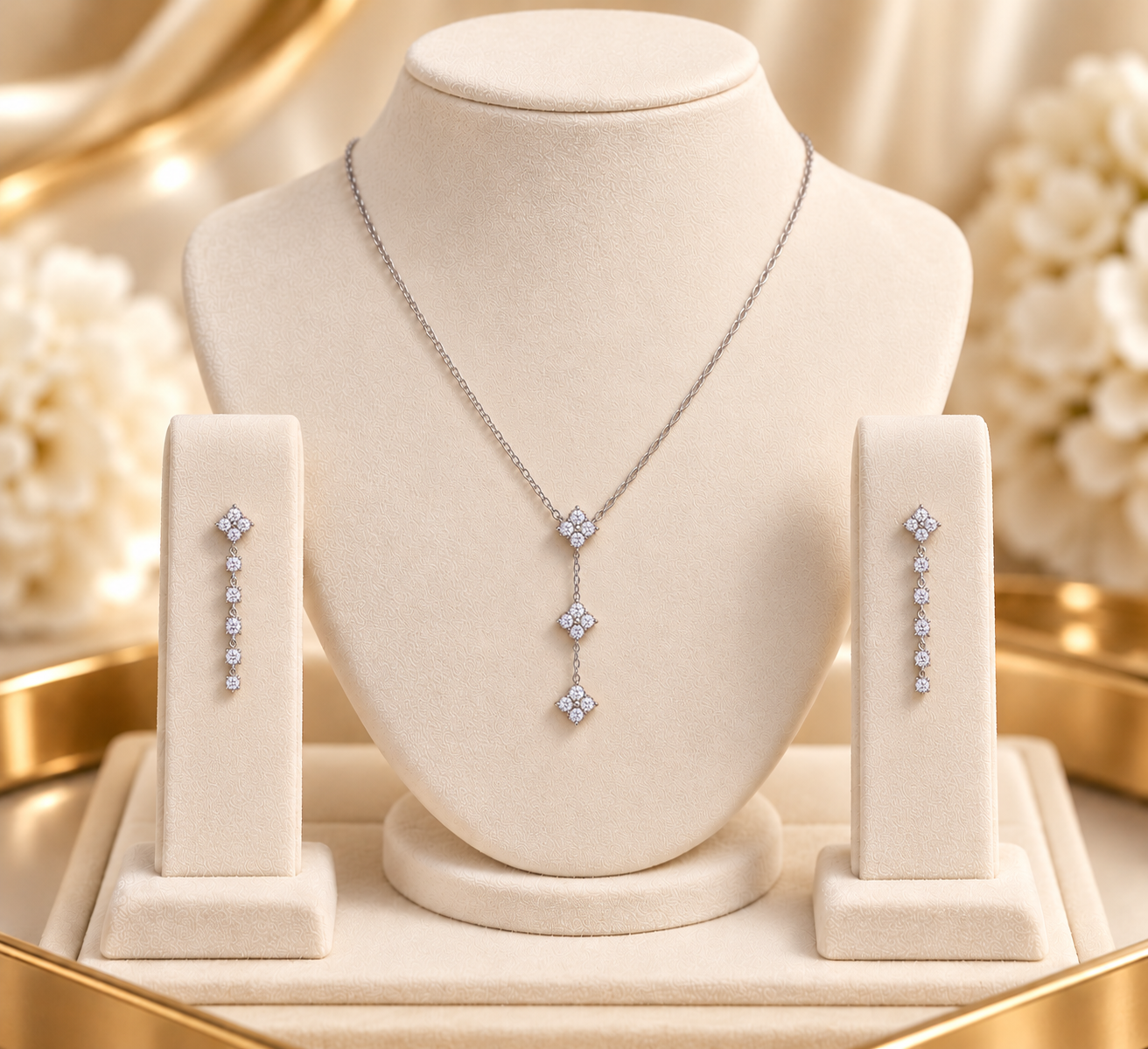 CRYSTAL CASCADE – Luxusní stříbrná souprava s moissanity 0,2 ct | ANU JEWELRY