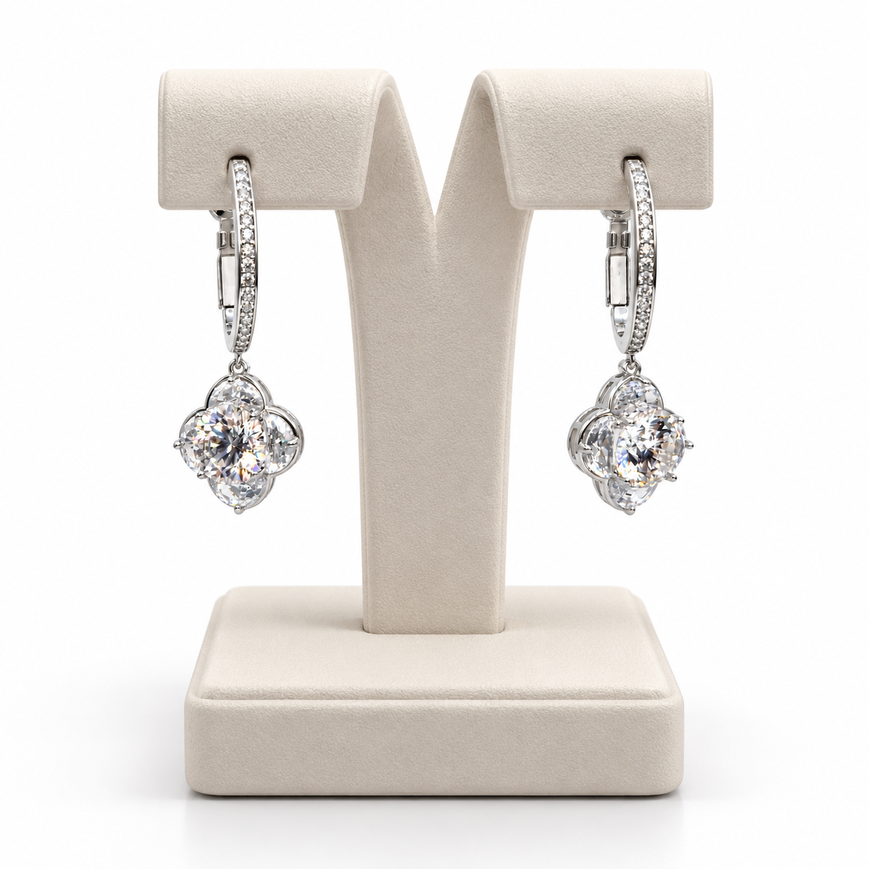 DIAMOND BLOSSOM – Luxusní stříbrné visací náušnice s moissanitem 2 ct