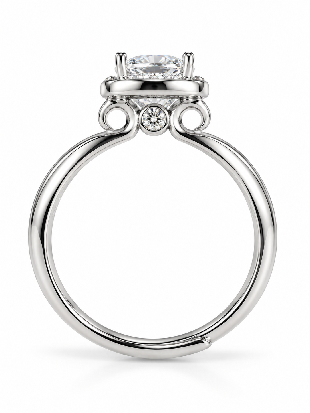 ELIANA 1CT – Luxusní stříbrný prsten s moissanitem a halo obrubou | ANU JEWELRY