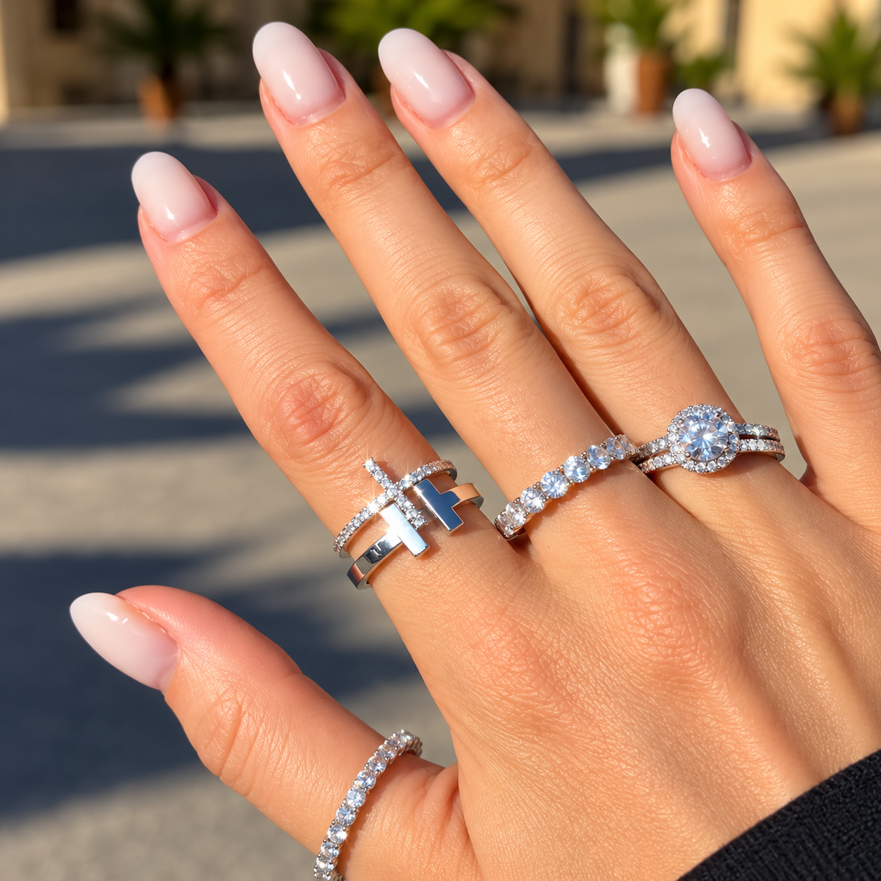 GRACE 0.24CT – Stříbrný prsten s křížem a moissanity | ANU JEWELRY