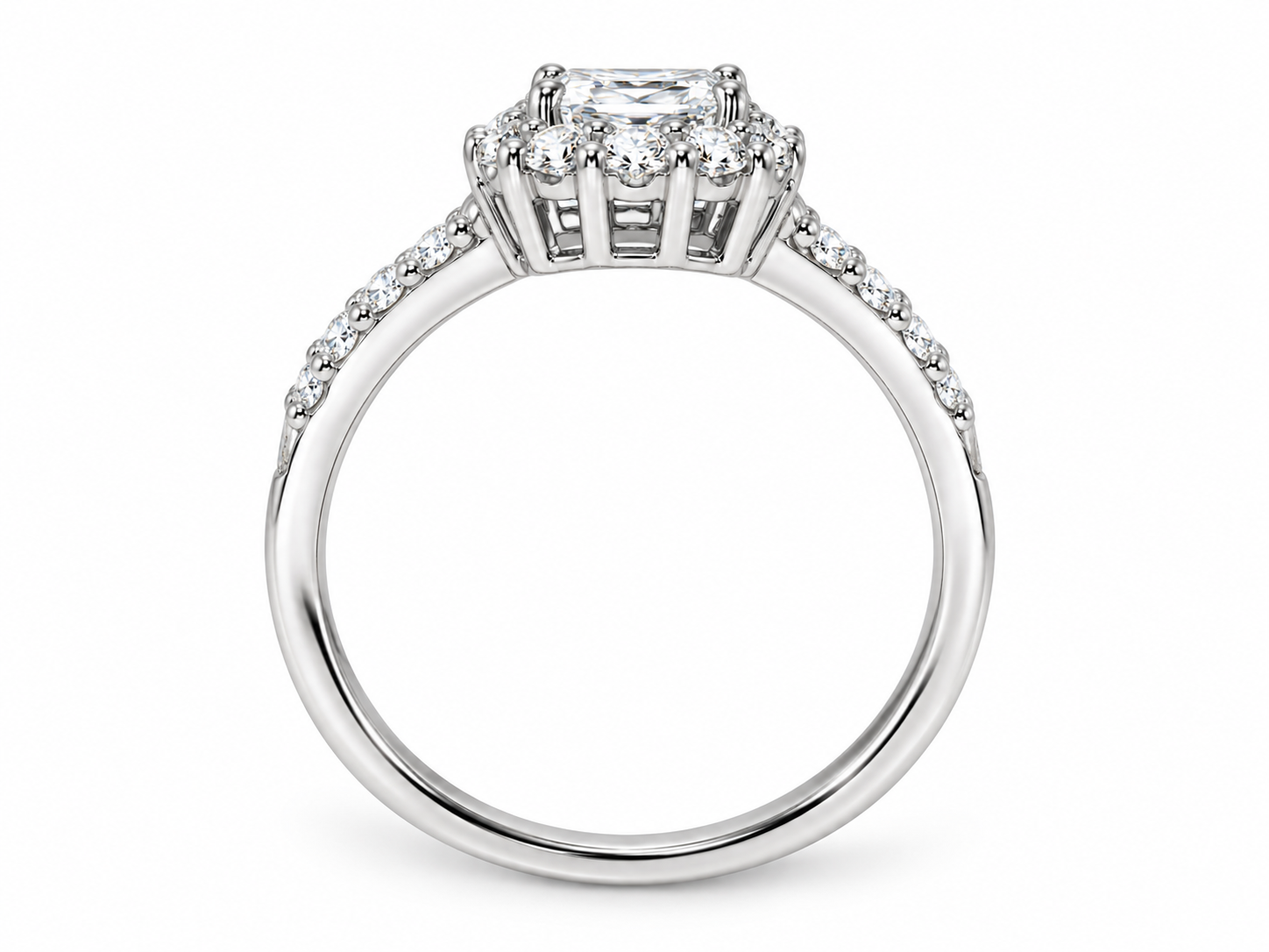 AVELIA 1.35CT – Luxusní stříbrný prsten s moissanity a zářivým kruhovým zdobením | ANU JEWELRY