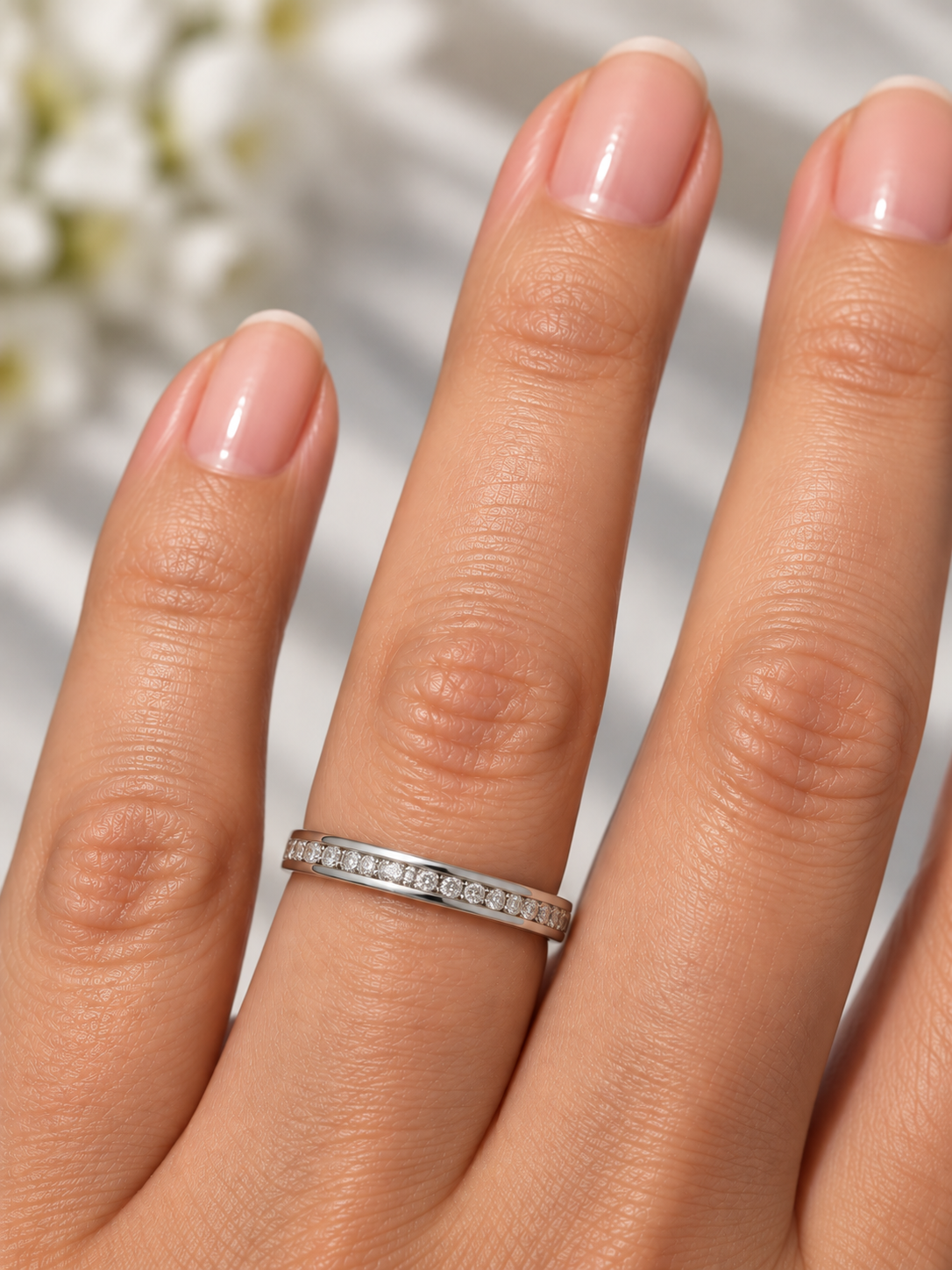 CIRÉNA 0.74CT – Luxusní celoobvodový stříbrný prsten s moissanity | ANU JEWELRY