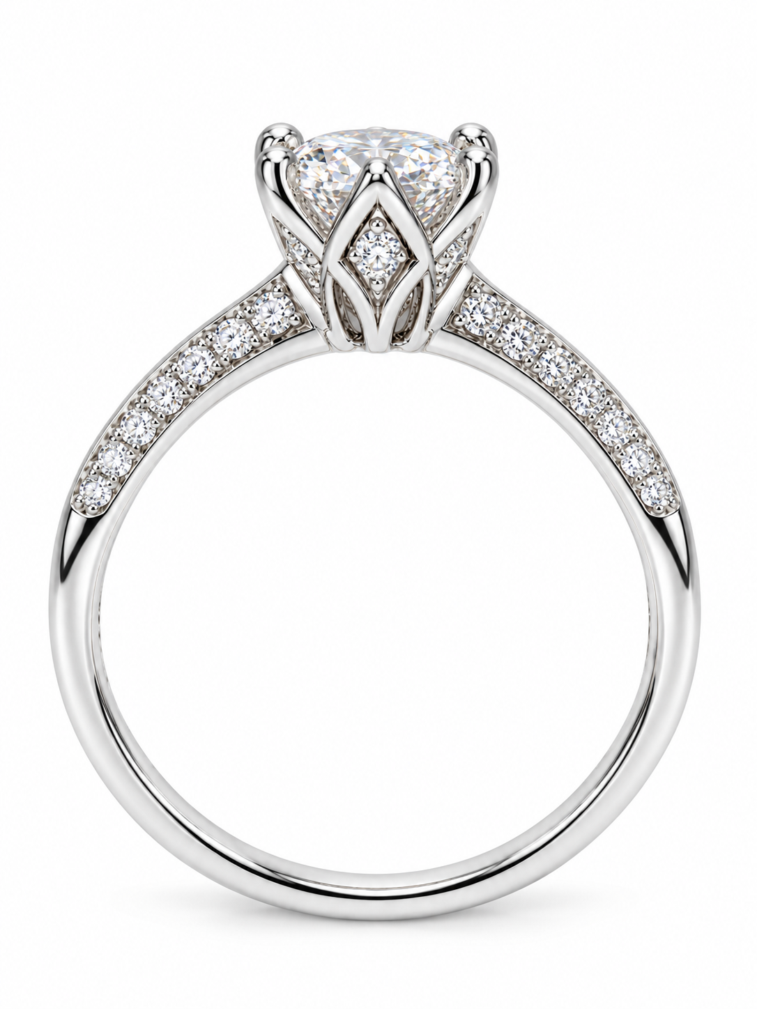 AURELIS 1CT – Luxusní stříbrný prsten s moissanitem a zdobenou obroučkou | ANU JEWELRY