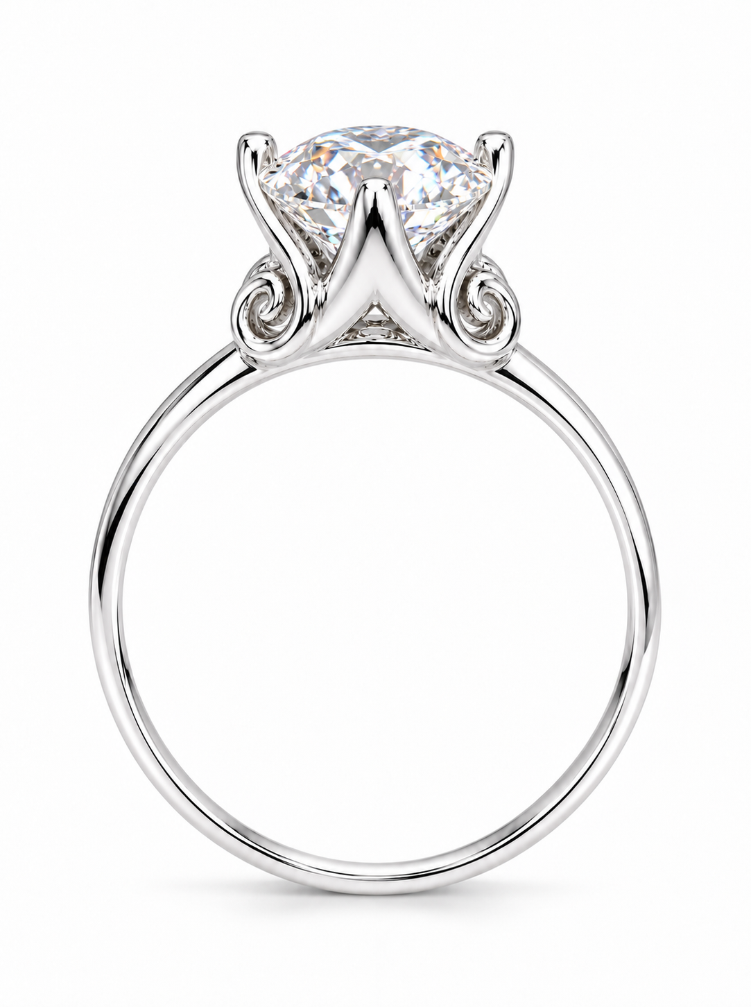 ARABELLA 1CT – Luxusní stříbrný prsten s moissanitem a ozdobnými spirálami | ANU JEWELRY