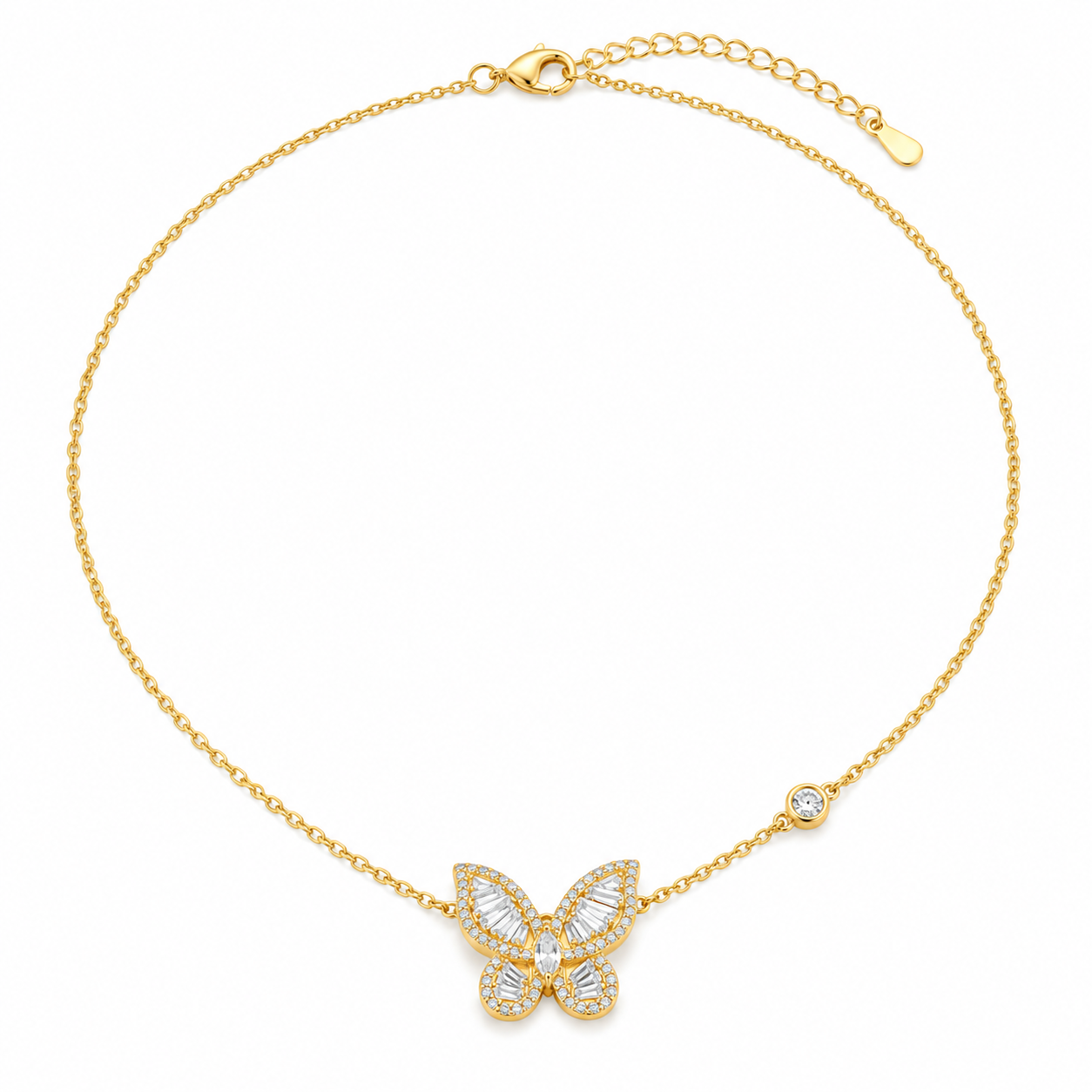 Dámský náhrdelník Motýlí elegance – stříbro pozlacené 14K zlatem, voděodolný