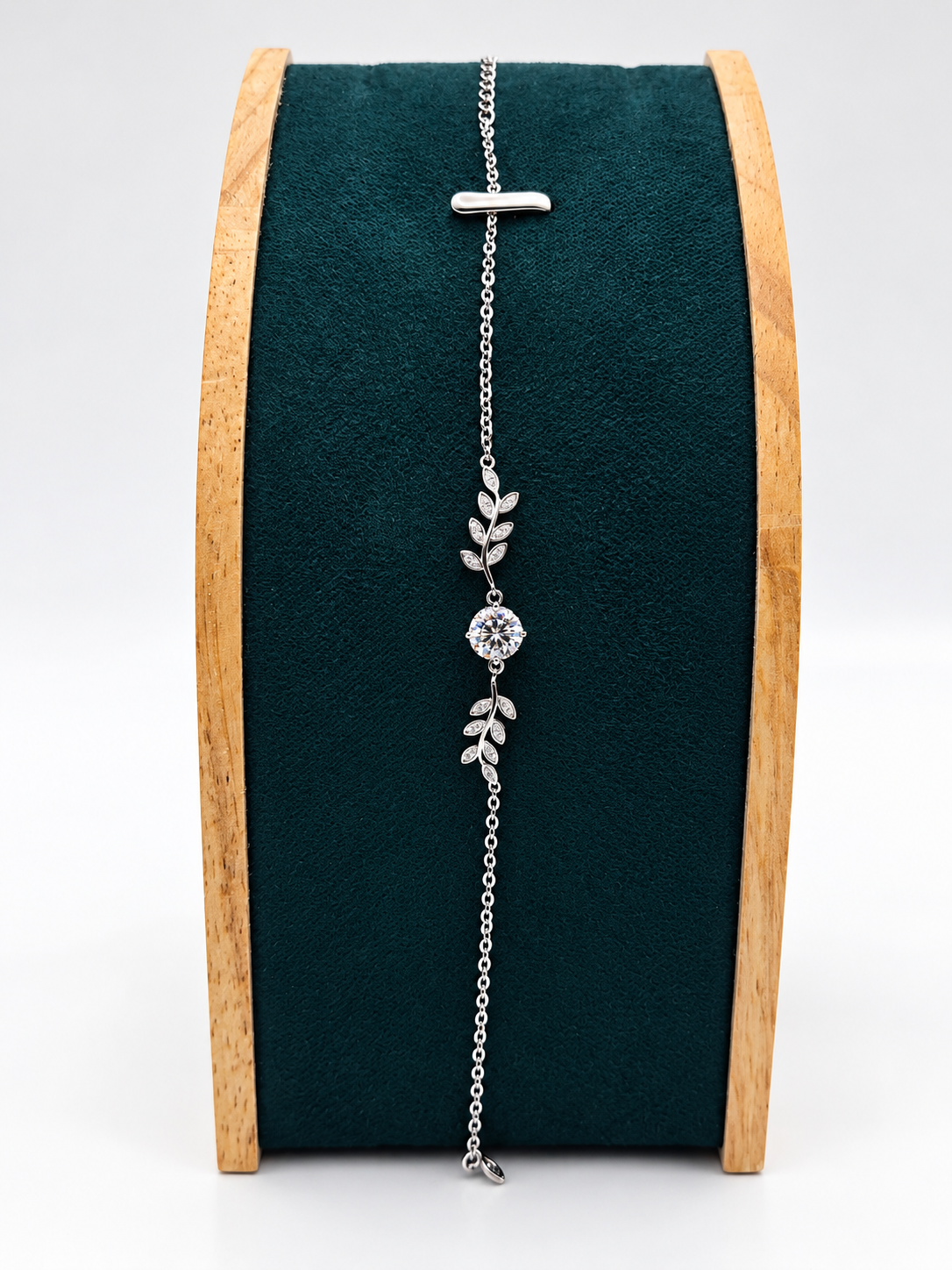 MOISSANITE OLIVIA 2 CT – Luxusní stříbrný náramek Ag 925 s moissanitem a motivem lístků