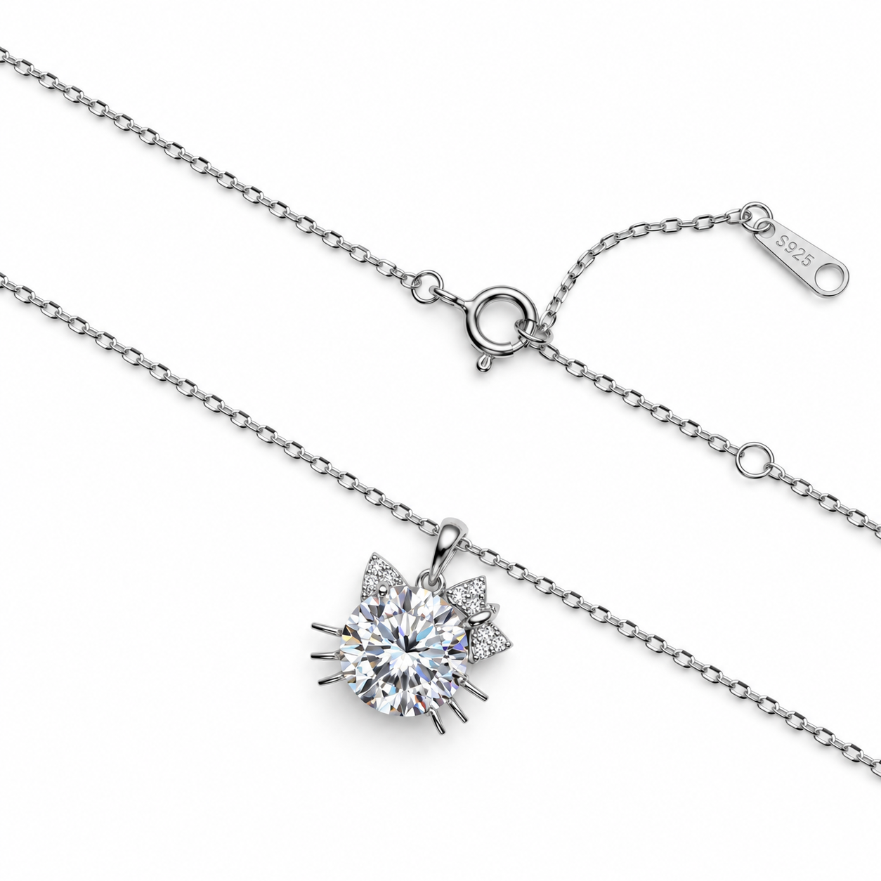 KITTY SPARKLE – Stříbrný náhrdelník Ag 925 s moissanitem 3 ct