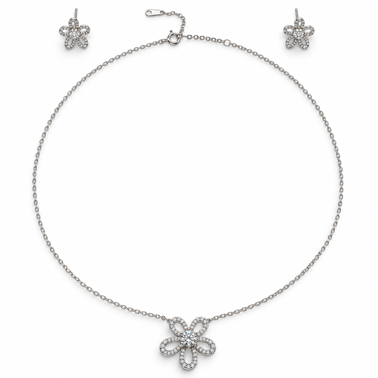 FLORA DIAMOND – Luxusní stříbrná souprava Ag 925 s moissanity 1 ct