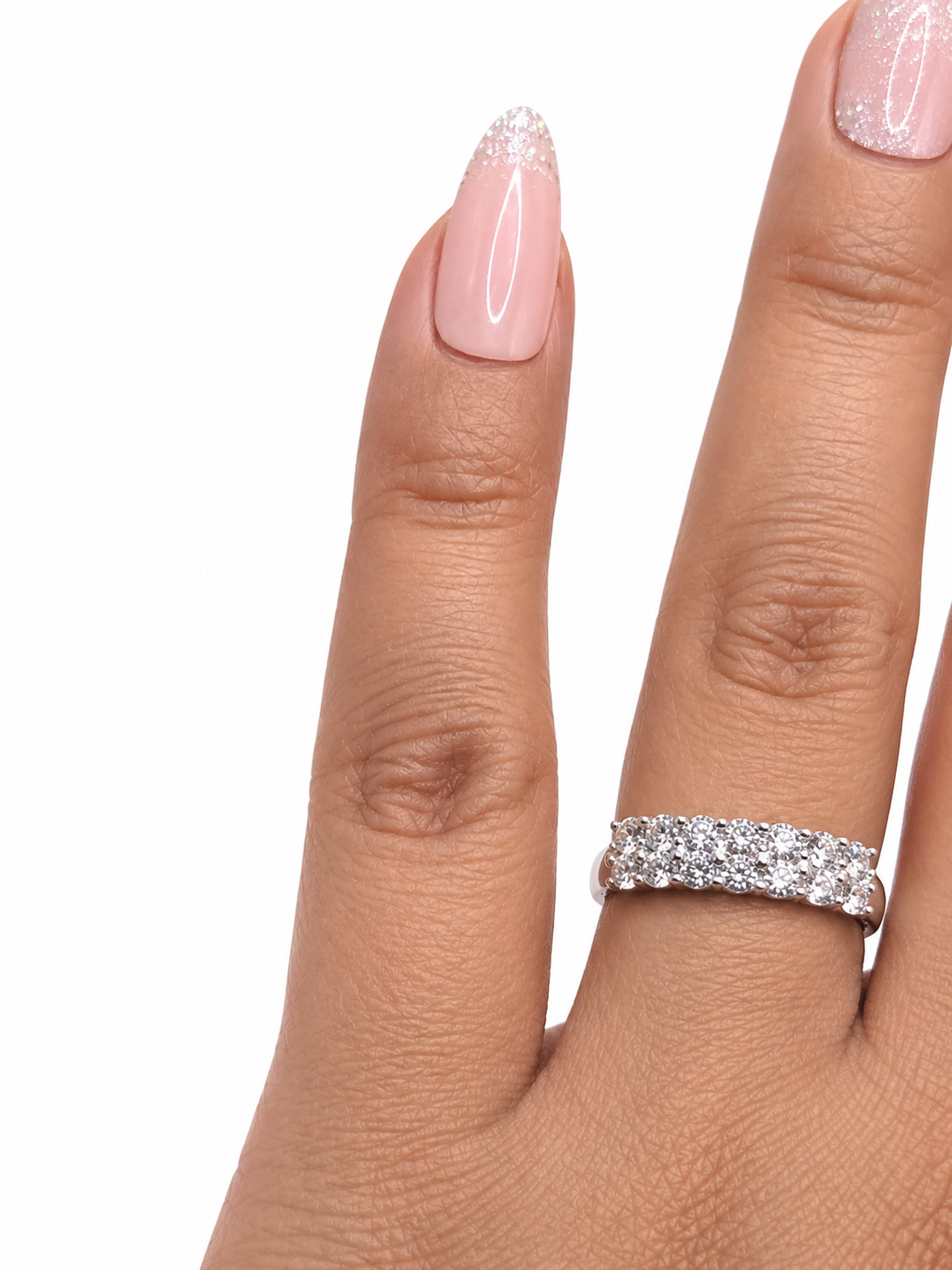 LAVINIA – Luxusní dvouřadý prsten s moissanity, nastavitelná velikost | ANU JEWELRY
