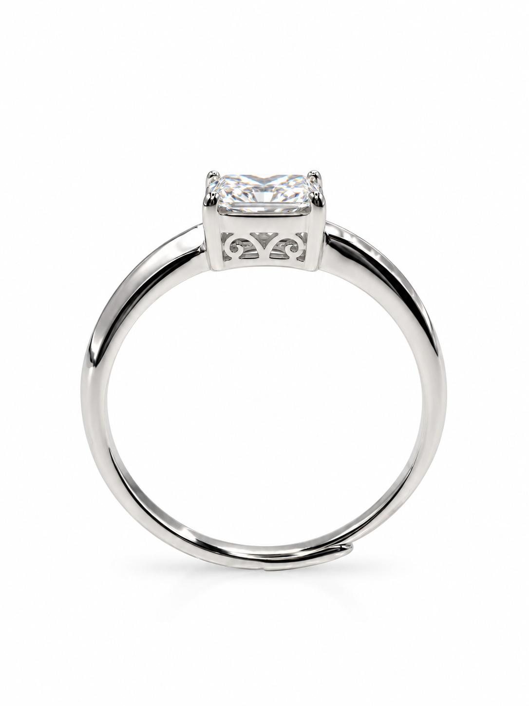 ISADORA 0,3CT – Luxusní prsten s moissanitem Princess Cut, nastavitelná velikost | ANU JEWELRY