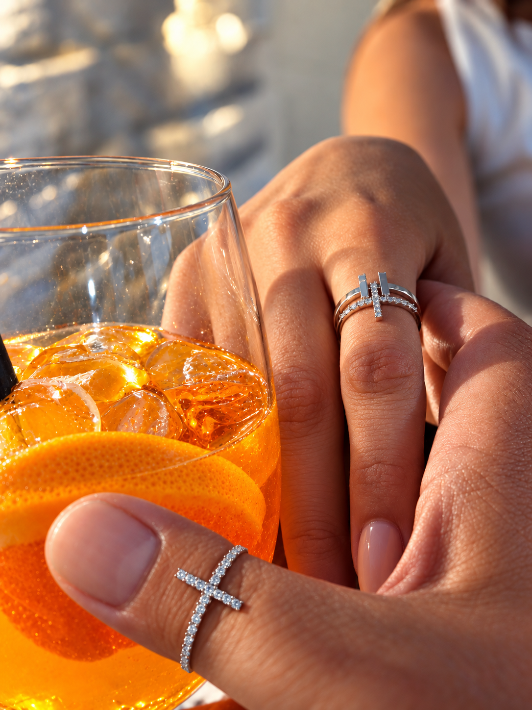 GRACE 0.24CT – Stříbrný prsten s křížem a moissanity | ANU JEWELRY