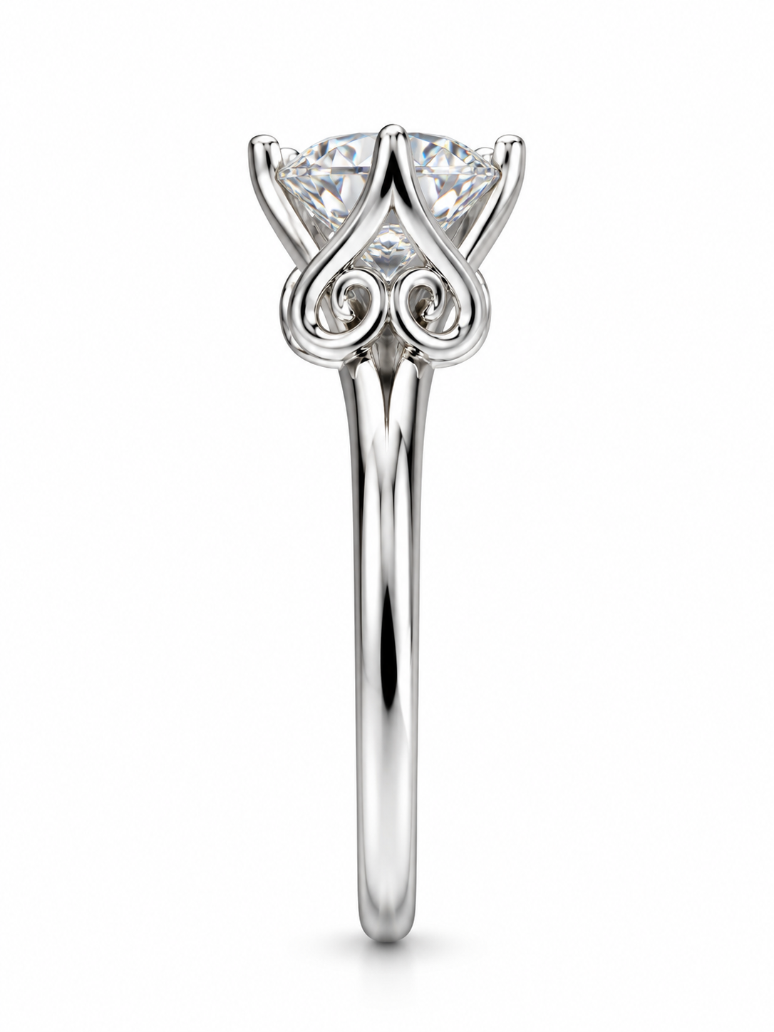 ARABELLA 1CT – Luxusní stříbrný prsten s moissanitem a ozdobnými spirálami | ANU JEWELRY