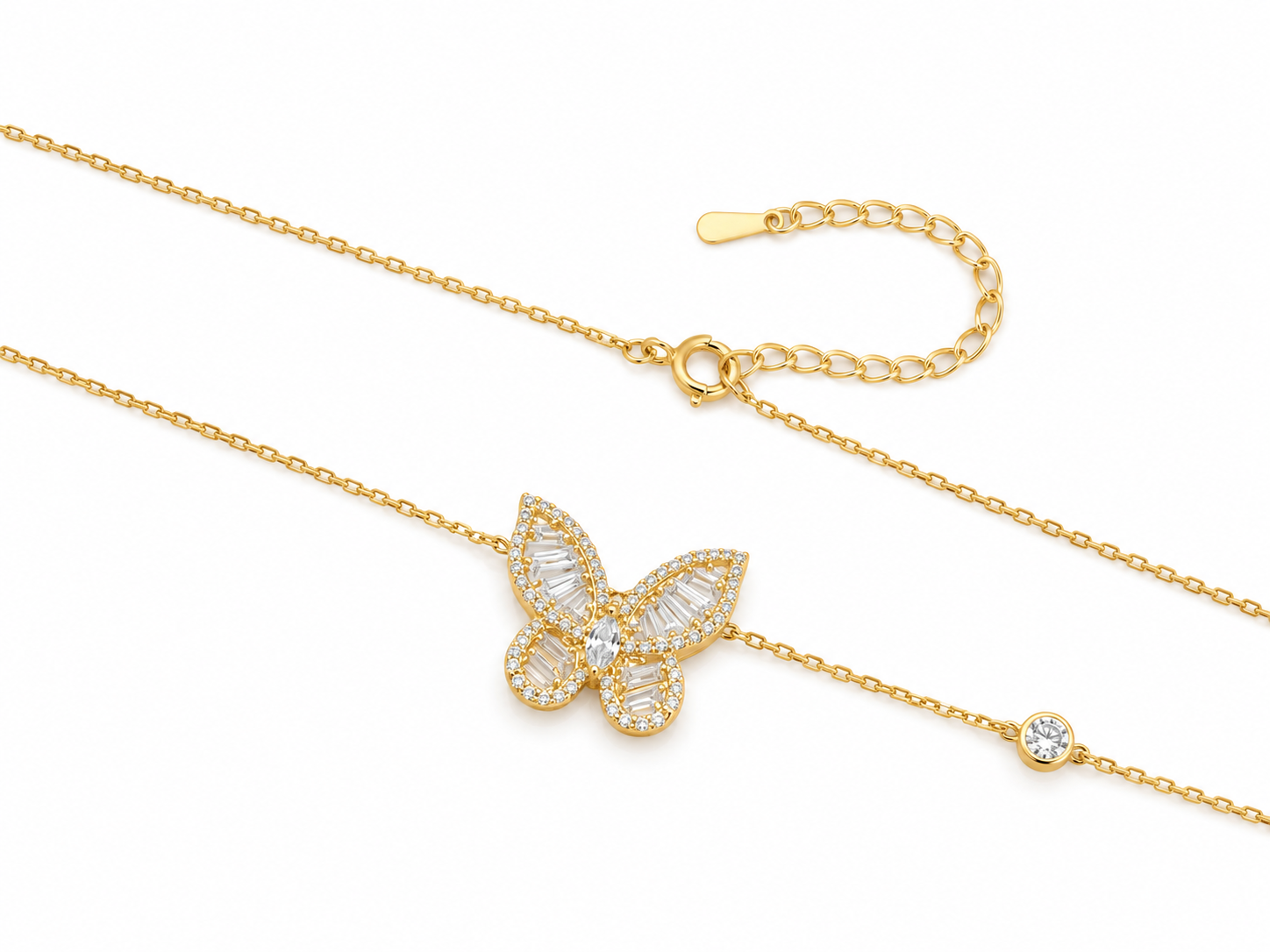 Dámský náhrdelník Motýlí elegance – stříbro pozlacené 14K zlatem, voděodolný