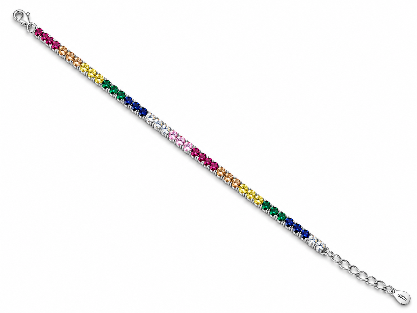 RAINBOW ETERNITY – Luxusní stříbrný náramek Ag 925 s barevnými zirkony