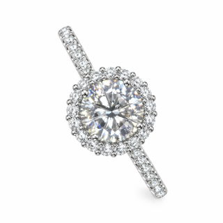 AMARIS 1.37CT – Luxusní stříbrný prsten s moissanitem a zářivým kruhovým zdobením | ANU JEWELRY
