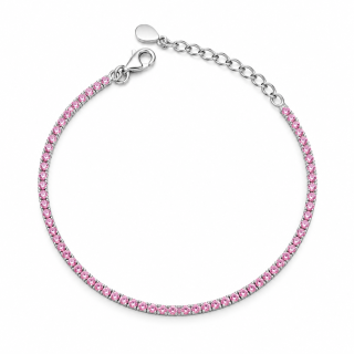 PINK ELEGANCE – Stříbrný tenisový náramek s růžovými kamínky Ag 925