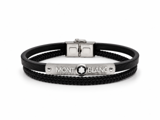 Pánský kožený náramek z chirurgické oceli s motivem Montblanc
