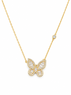 Dámský náhrdelník Motýlí elegance – stříbro pozlacené 14K zlatem, voděodolný