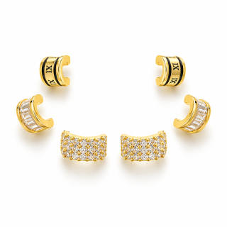 GOLDEN LUXE TRIO – Luxusní sada pozlacených stříbrných náušnic 14K