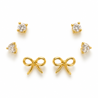 GOLDEN SWEET LOVE – Sada pozlacených stříbrných náušnic 14K