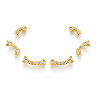 GOLDEN SPARKLE CURVE – Sada pozlacených stříbrných náušnic 14K