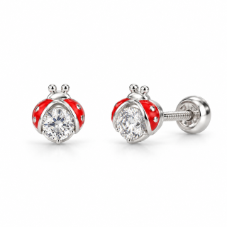 LITTLE LADYBUG – Stříbrné šroubovací náušnice Berušky Ag 925