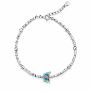 SILVER BUTTERFLY DREAM – Dívčí stříbrný náramek s barevným motýlkem Ag 925