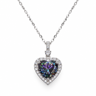 AURORA HEART – Stříbrný náhrdelník Ag 925 s duhovým moissanitem 2 ct