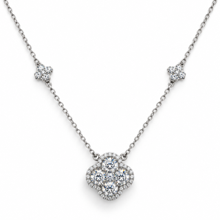 ROYAL CLOVER – Stříbrný náhrdelník Ag 925 s moissanitem 0,3 ct