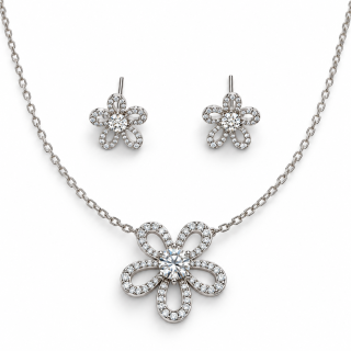FLORA DIAMOND – Luxusní stříbrná souprava Ag 925 s moissanity 1 ct